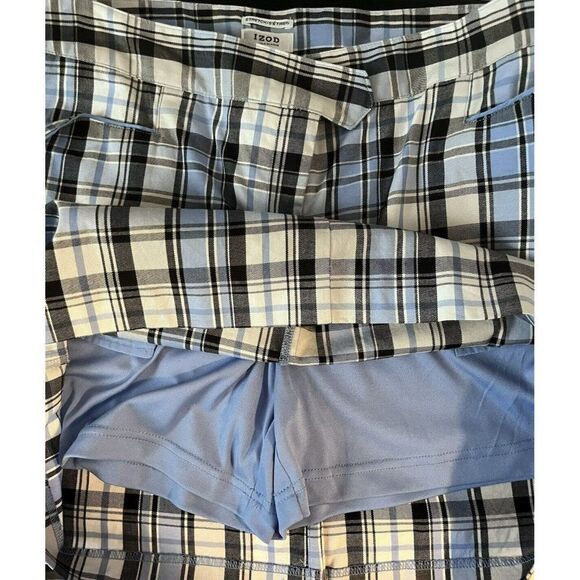 Izod Golf Classix Skirt Swingflex Womens Size 12 Blue White Black Plaid Stretch - Picture 6 of 8